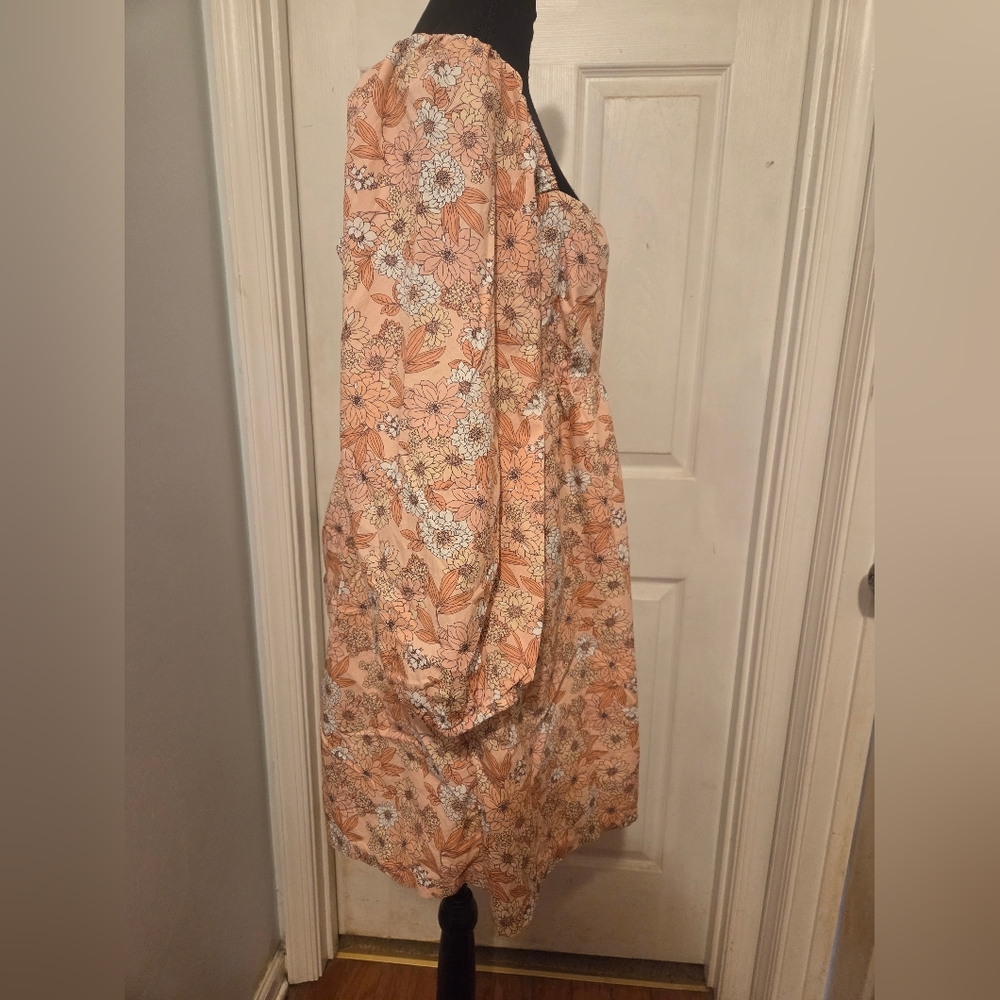 J. Crew Floral Long Sleeve Dress - Peach and White - Picture 2 of 7